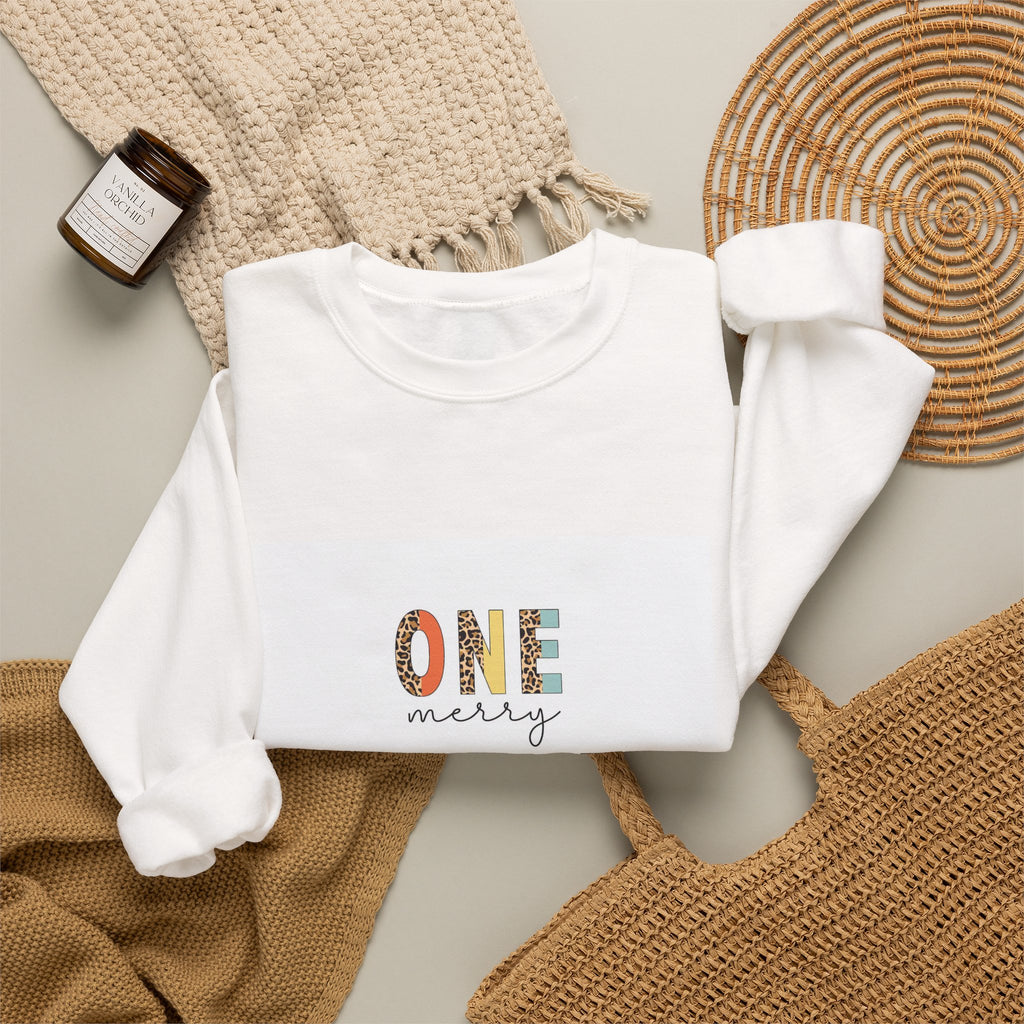 Teacher Sweatshirt – "One Merry Teacher" Festive Apple Crewneck
