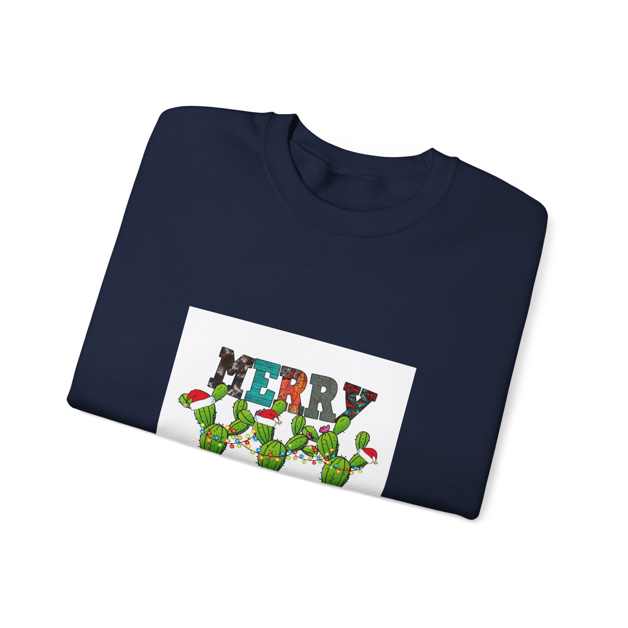 Christmas Cactus Sweatshirt — "Merry Christmas" Holiday Crewneck