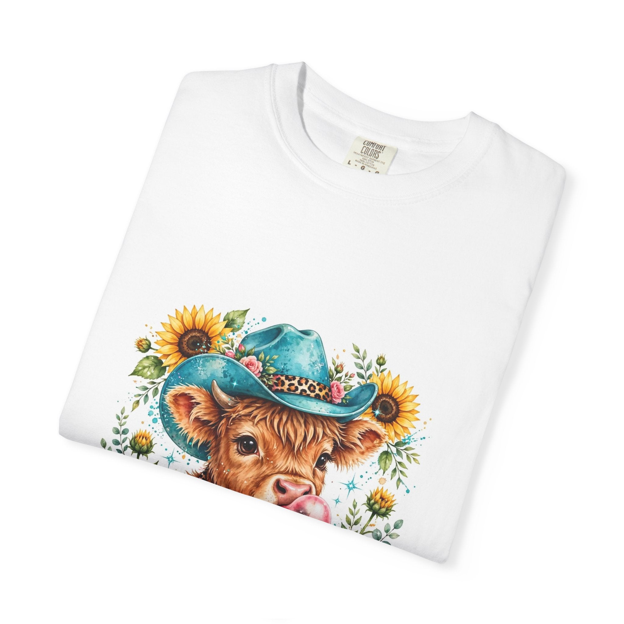 Western Mama Cow Tee — Cute Cow with Cowboy Hat & Sunflowers Graphic T-Shirt