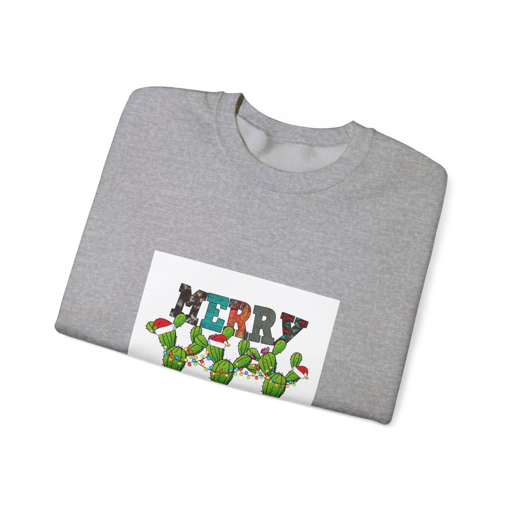 Christmas Cactus Sweatshirt — "Merry Christmas" Holiday Crewneck