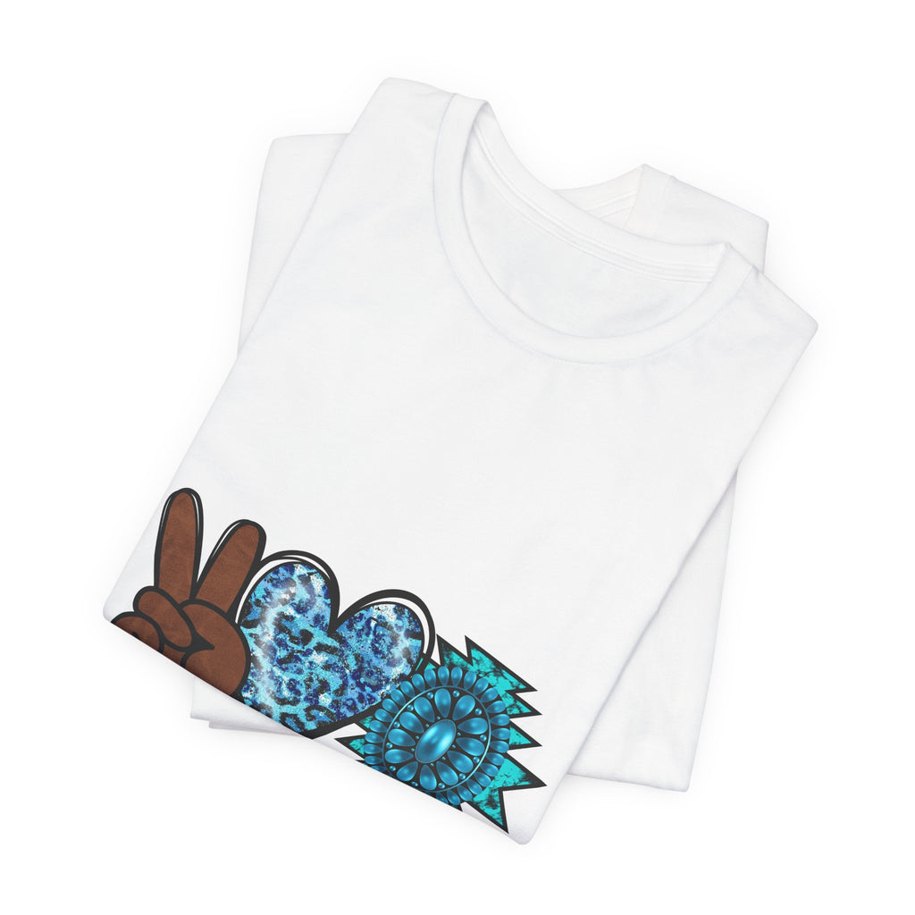 Peace • Love • Turquoise T-Shirt — Boho Peace Sign & Mandala Tee