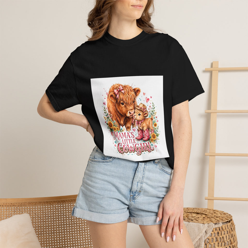 Mama's Little Cowgirl T-Shirt – Cute Highland Cow Mom & Calf Graphic