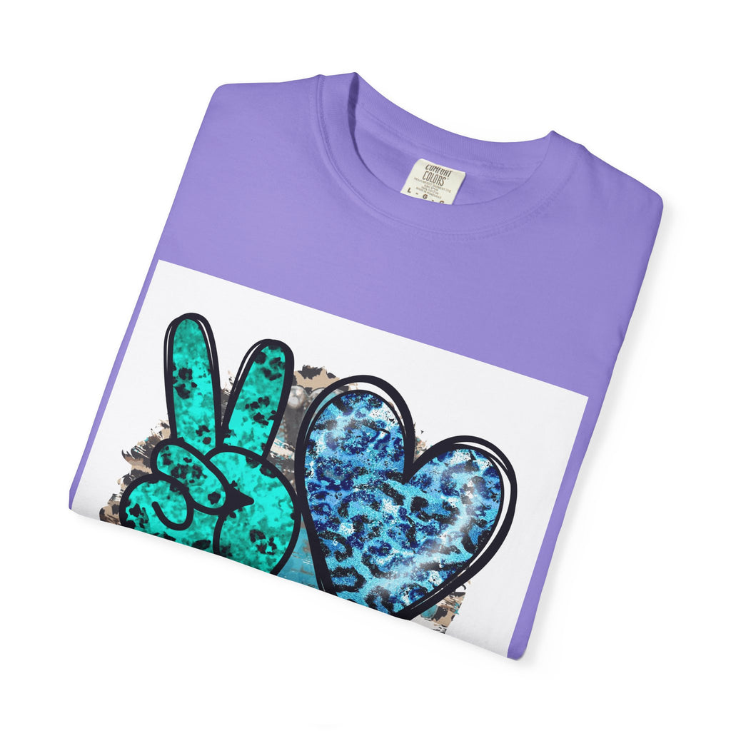 Peace Love Rodeo T‑Shirt — Turquoise Leopard Graphic Rodeo Tee