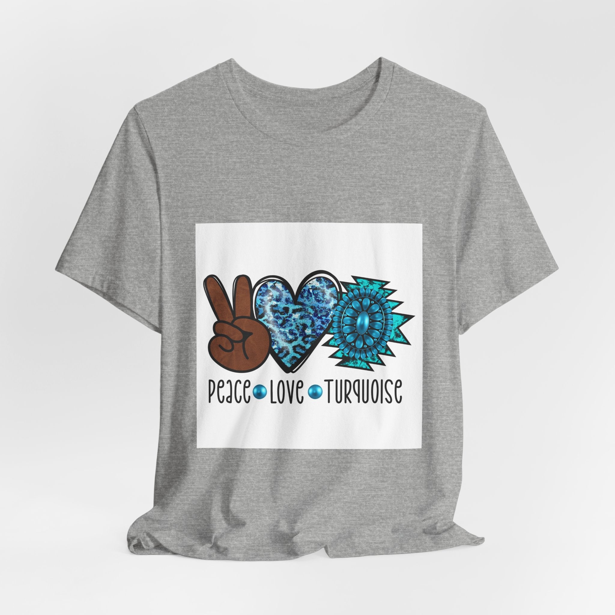 Peace • Love • Turquoise T-Shirt — Boho Peace Sign & Mandala Tee