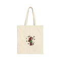 Canvas Tote Bag — 'Noel' Christmas Graphic with Plaid Ornaments & Snowflakes