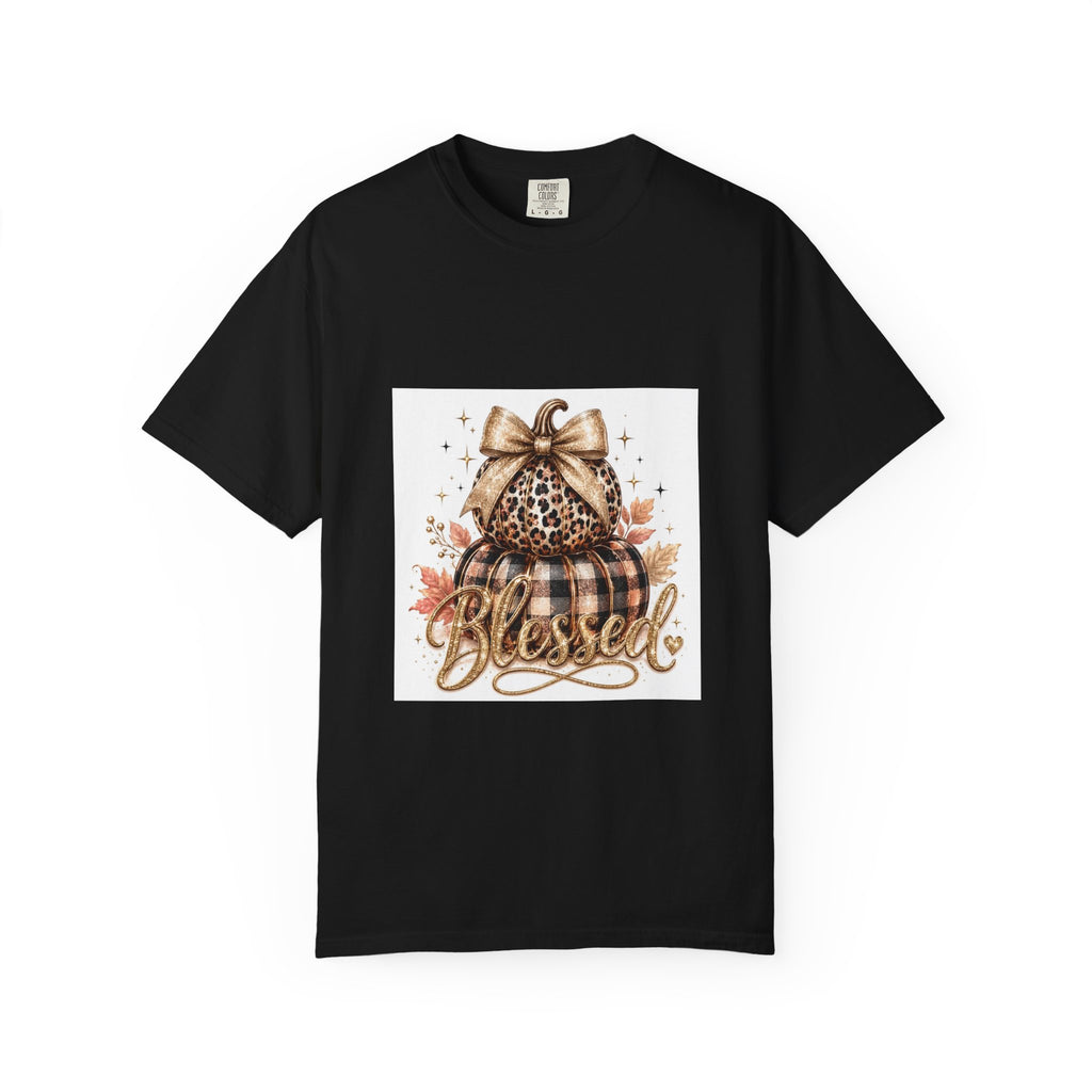 Blessed Pumpkin T-Shirt — Fall Leopard & Buffalo Plaid Pumpkin Graphic