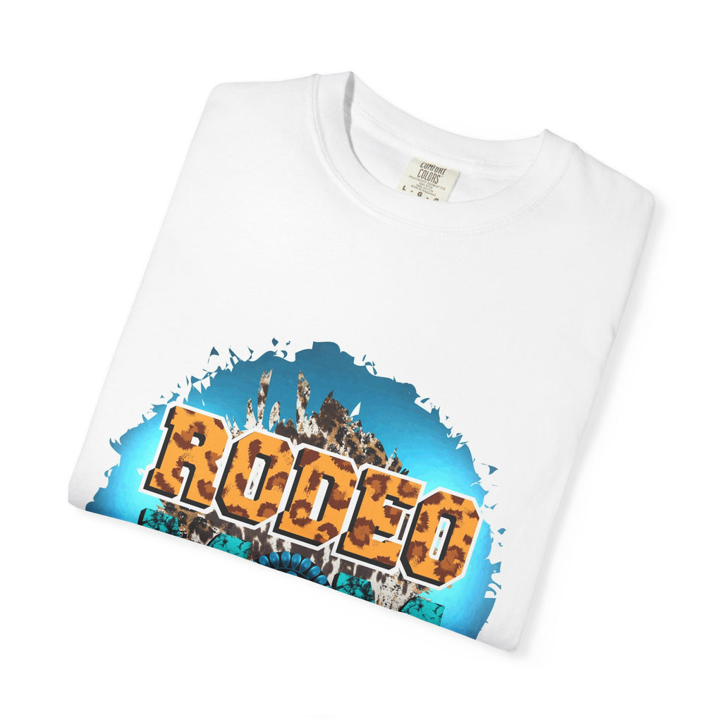 Rodeo Mom Graphic T-Shirt — Western Cowgirl Bronc & Turquoise Design