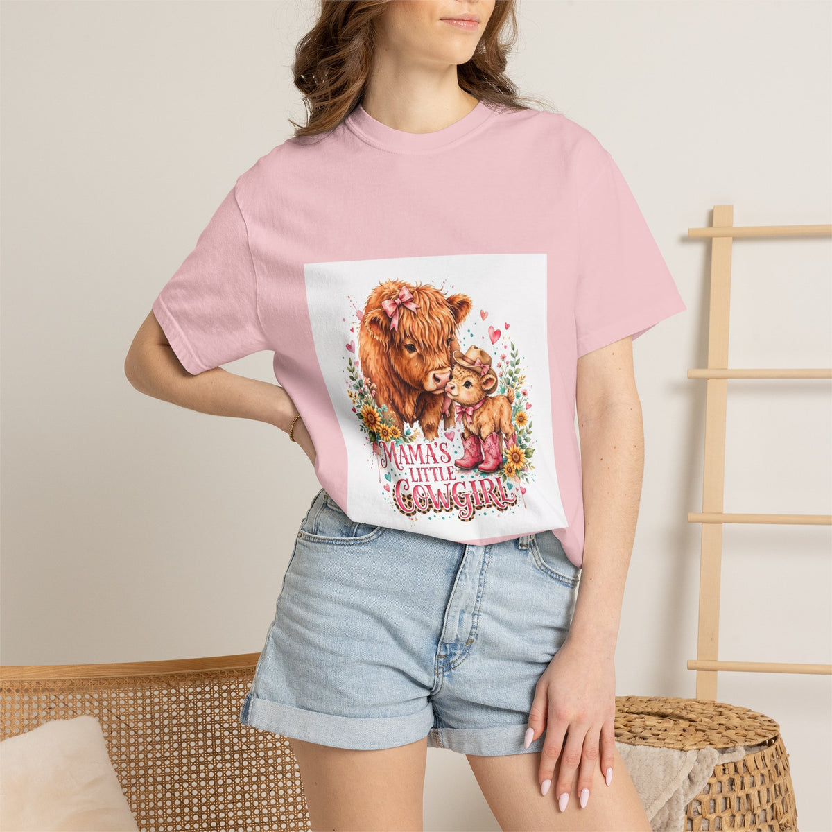 Mama's Little Cowgirl T-Shirt – Cute Highland Cow Mom & Calf Graphic