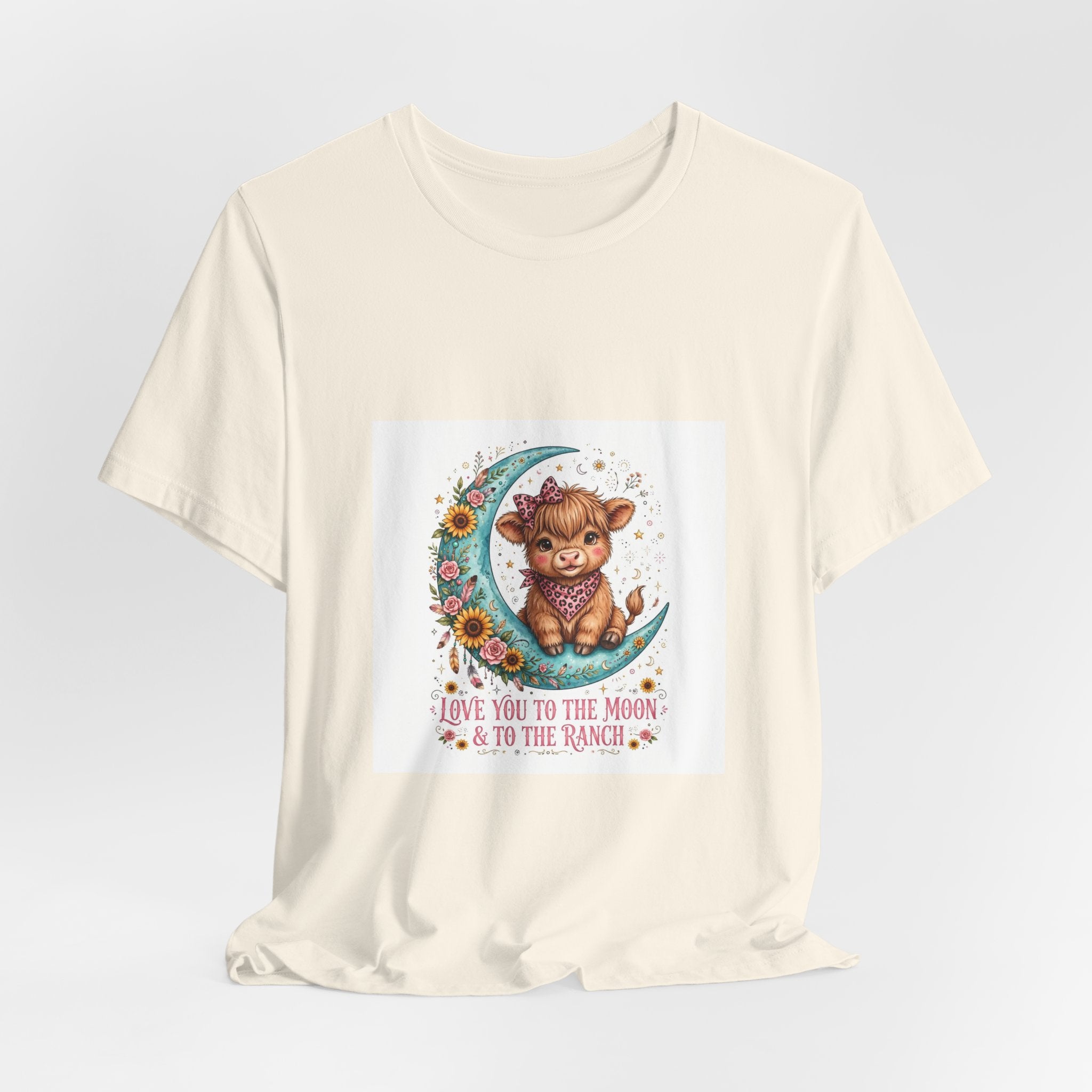 Love You to the Moon & to the Ranch Tee — Cute Cow Moon Graphic T-Shirt