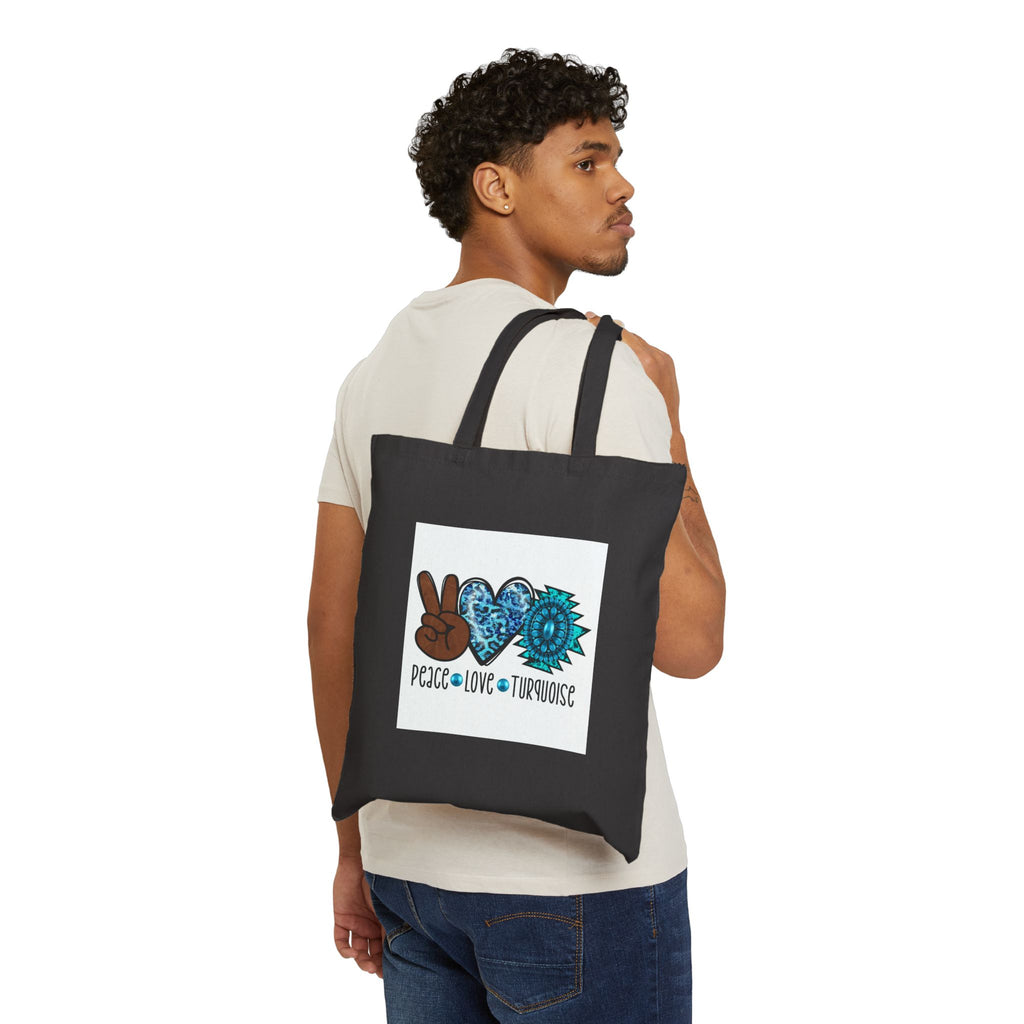 Peace • Love • Turquoise Tote Bag