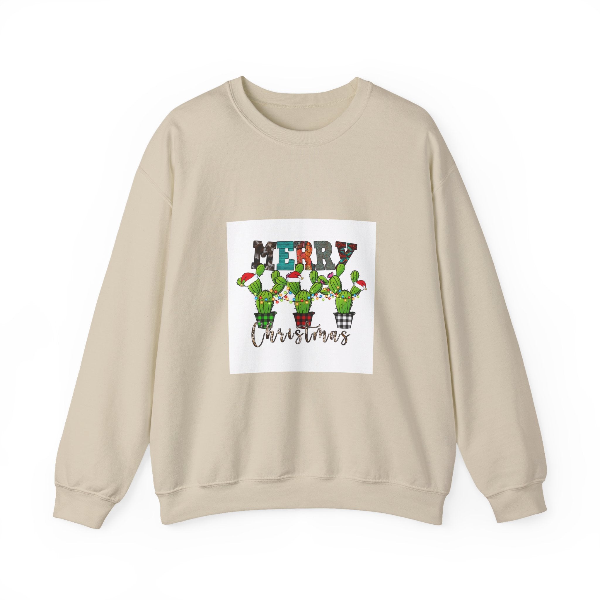 Christmas Cactus Sweatshirt — "Merry Christmas" Holiday Crewneck