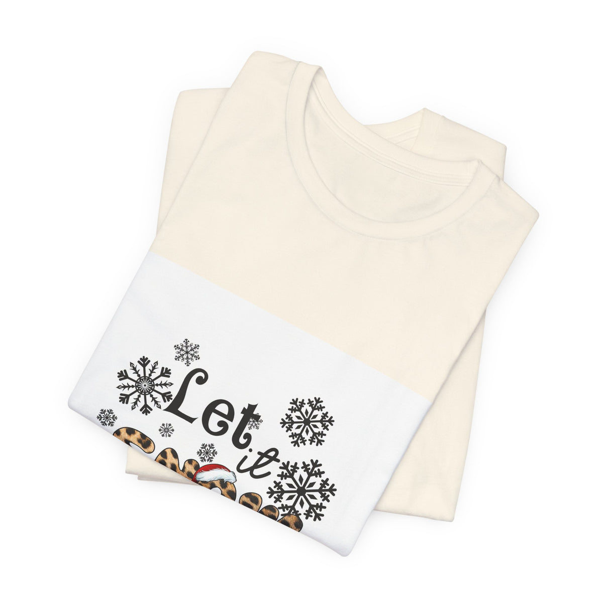 Let It Snow Leopard Print T-Shirt — Cute Winter Snowflake Tee