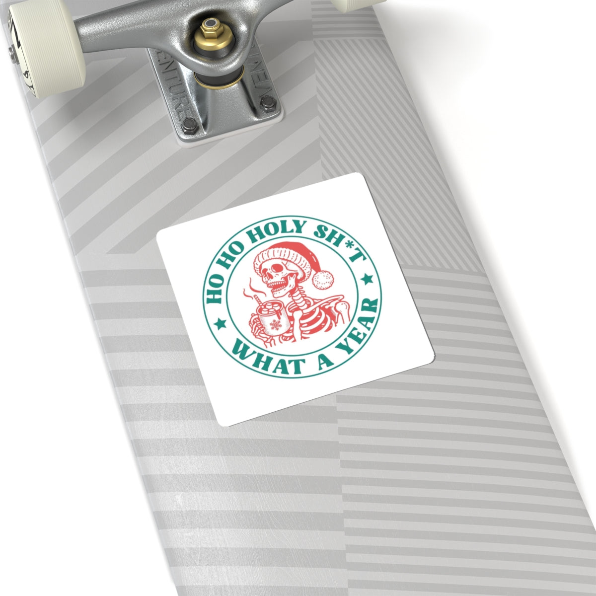Sticker — "Ho Ho Holy Sh*t What a Year" Skeleton Santa Holiday Sticker