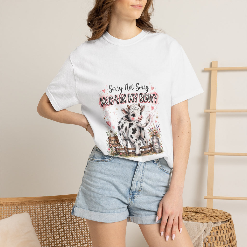 Cow With Attitude T-Shirt — "Sorry Not Sorry Moo-You Say Beauty" Farm Animal Graphic Tee