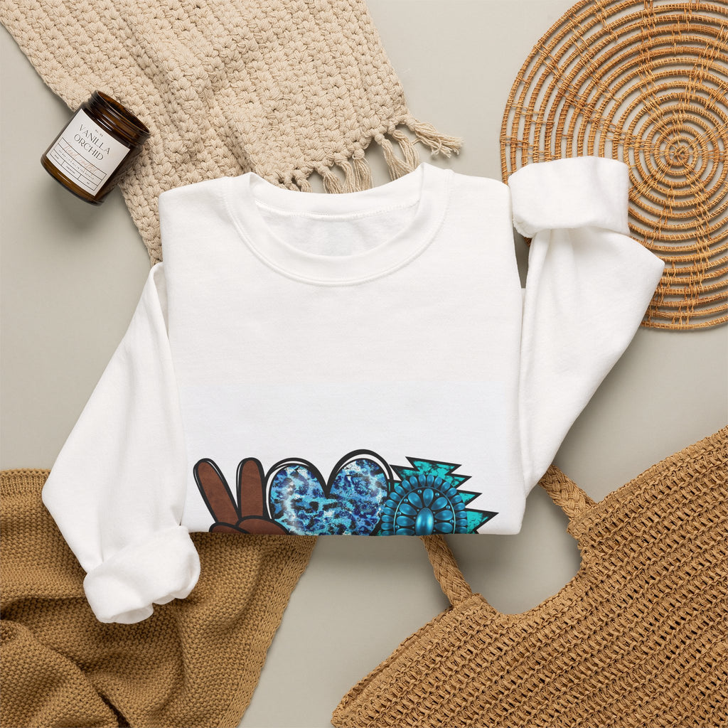 Peace Love Turquoise Crewneck Sweatshirt