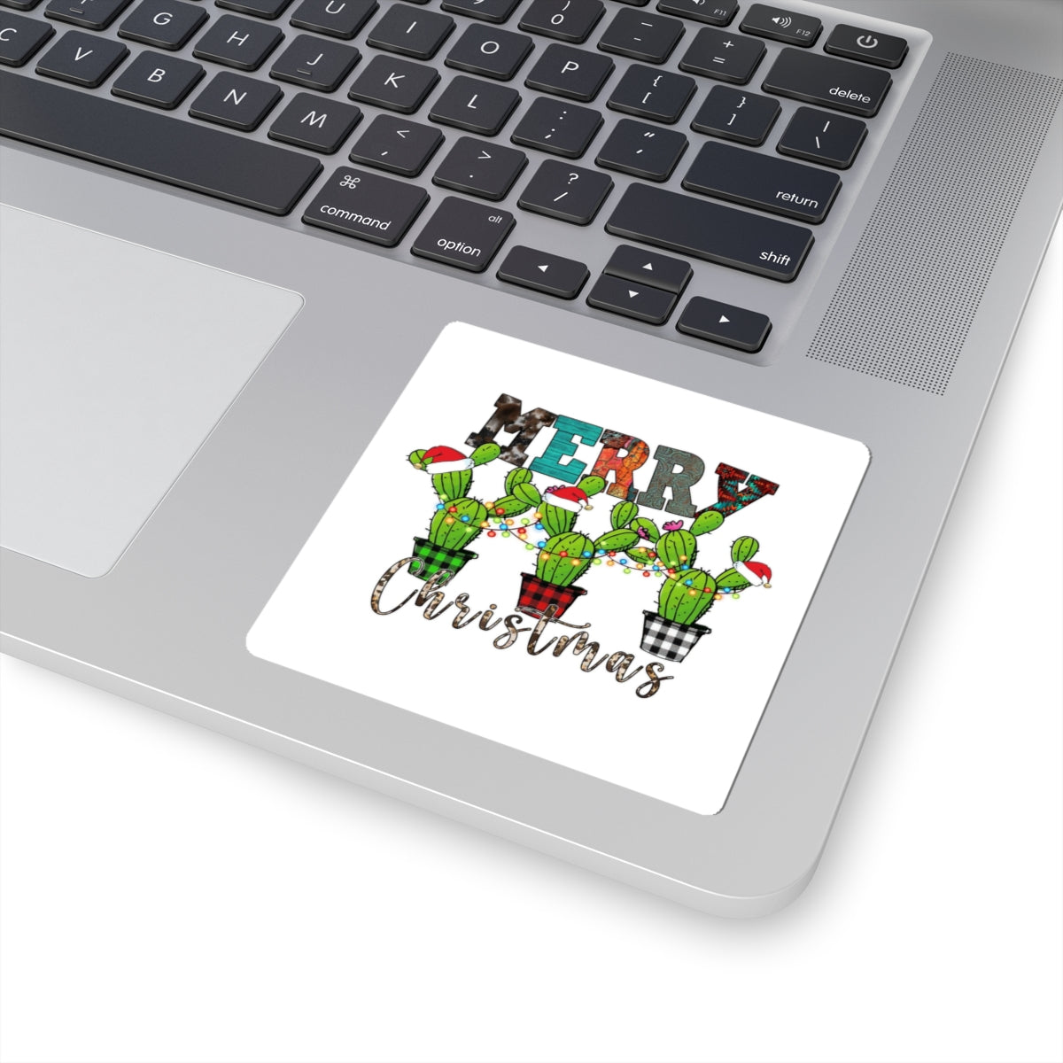 Merry Christmas Cactus Stickers — Festive Kiss-Cut Decals