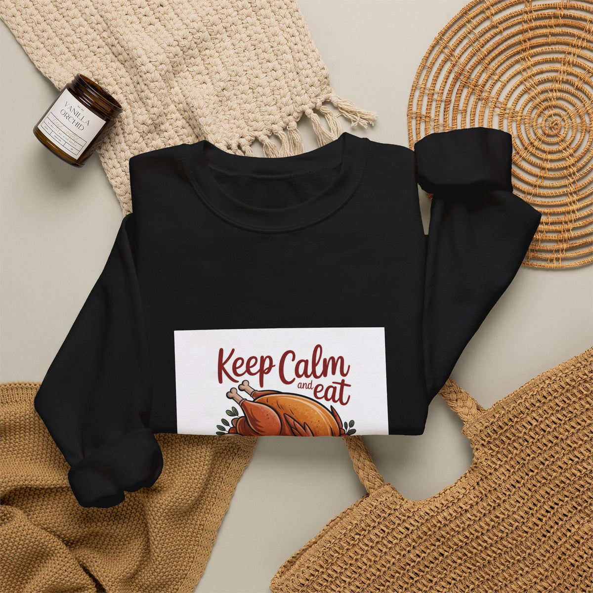 Keep Calm Eat Turkey Crewneck Sweatshirt — Thanksgiving Holiday Pullover
