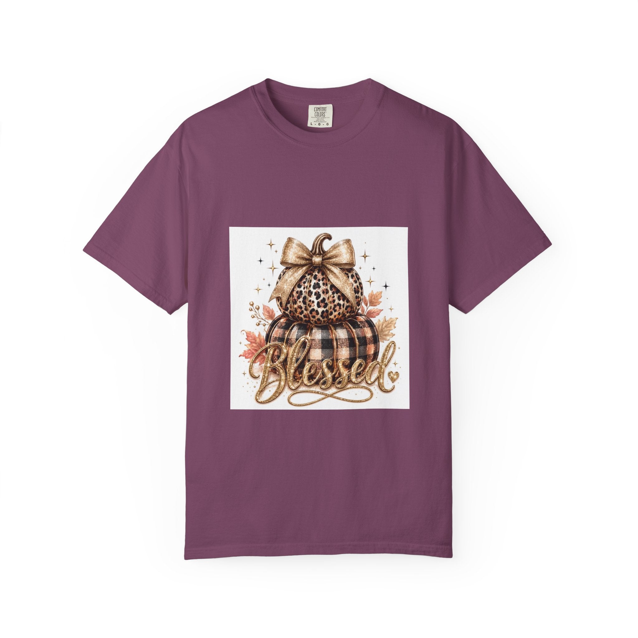 Blessed Pumpkin T-Shirt — Fall Leopard & Buffalo Plaid Pumpkin Graphic