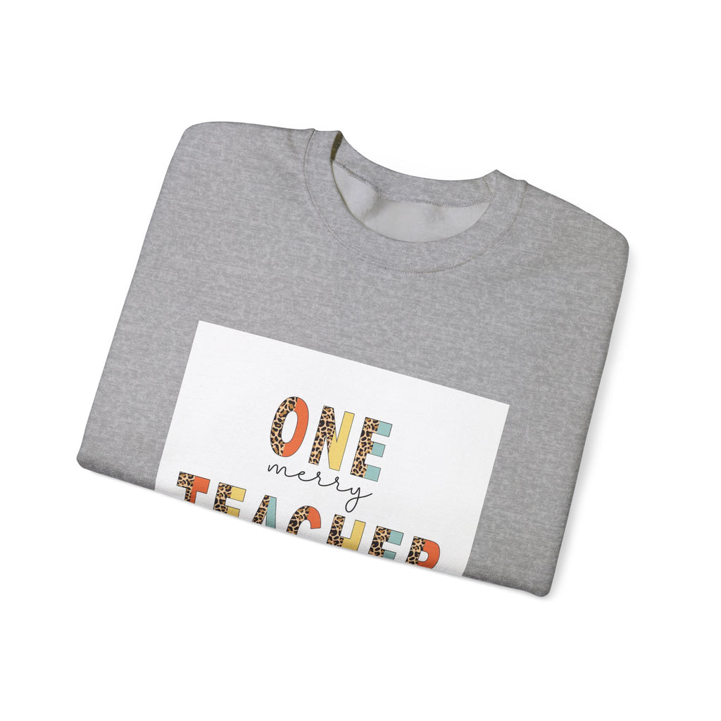 Teacher Sweatshirt – "One Merry Teacher" Festive Apple Crewneck